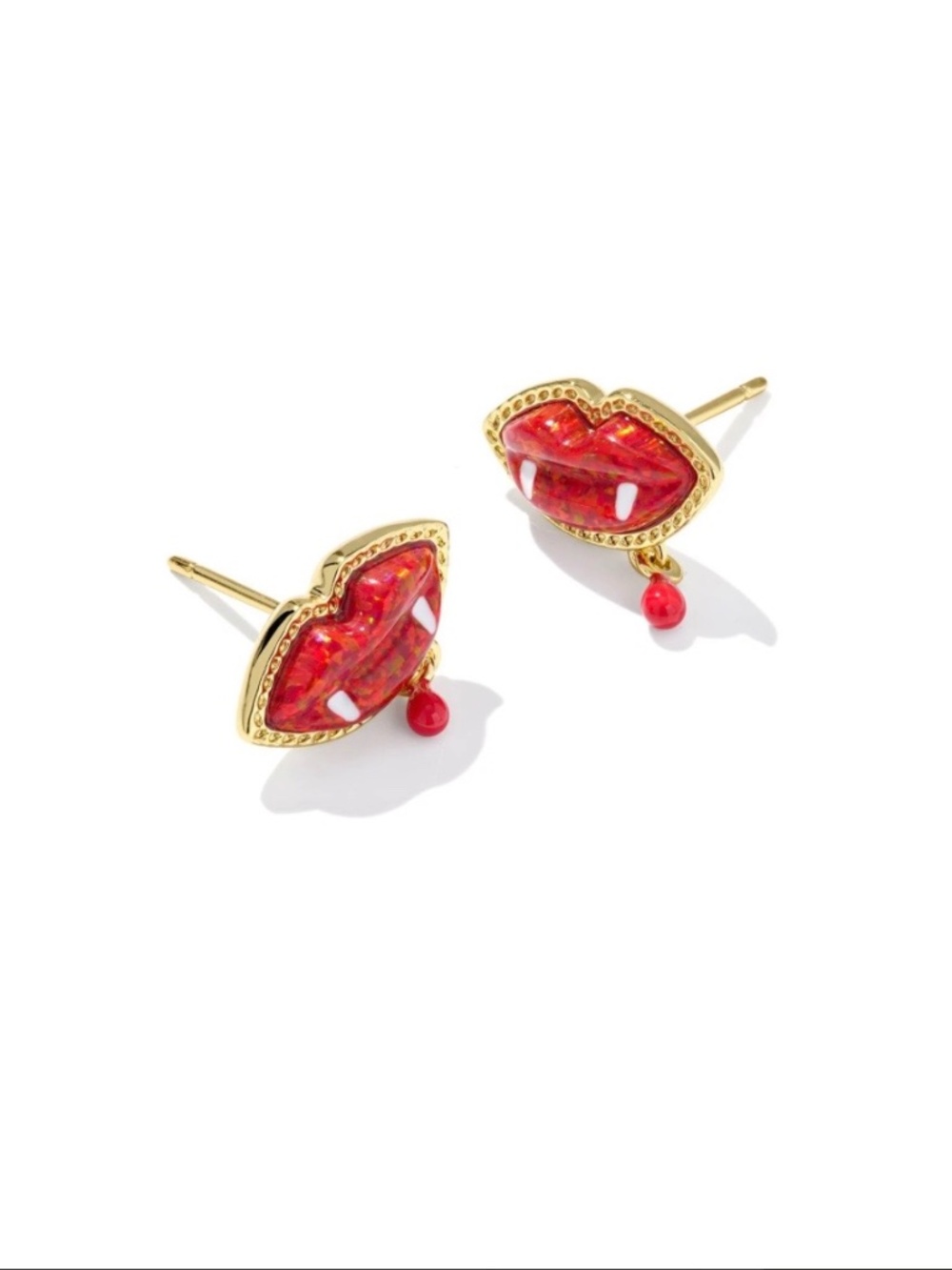 Kendra Scott Vampire Gold Stud earrings in Red Lab Grown Opal
